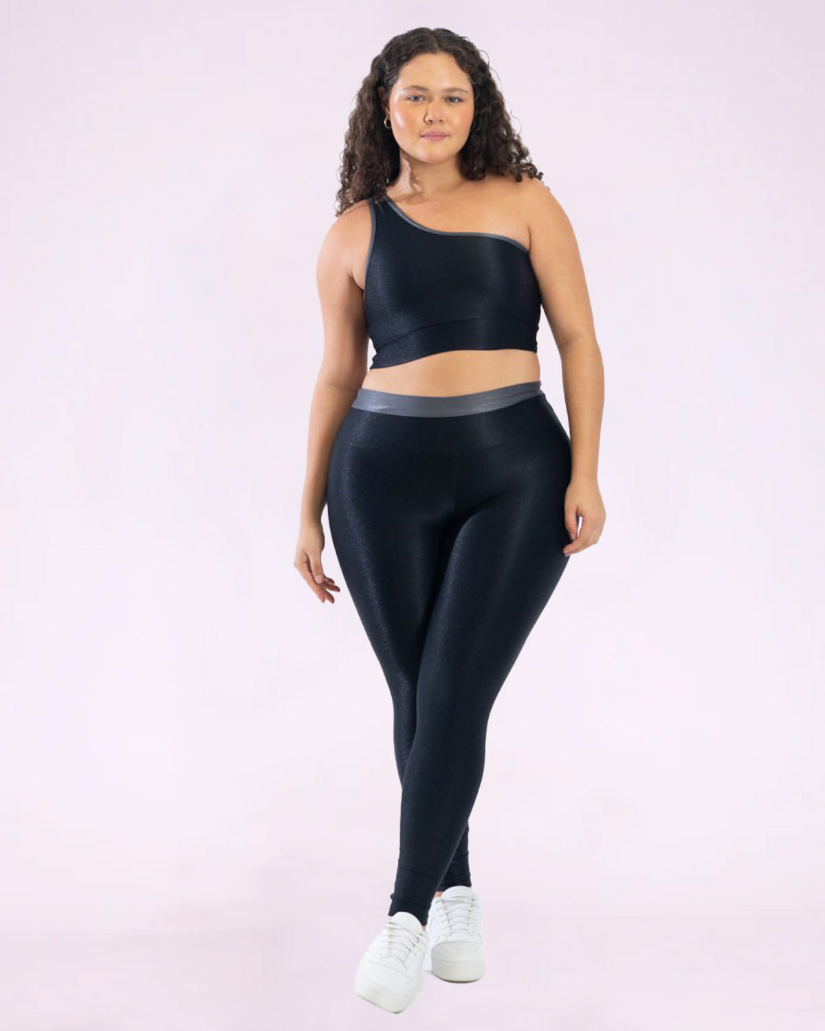 Conjunto Legging Curve Plus Size Bicolor + Top Ombro Só (Todas cores)