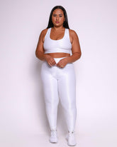 Conjunto Legging Curve Plus Size Branco + Top Nadador