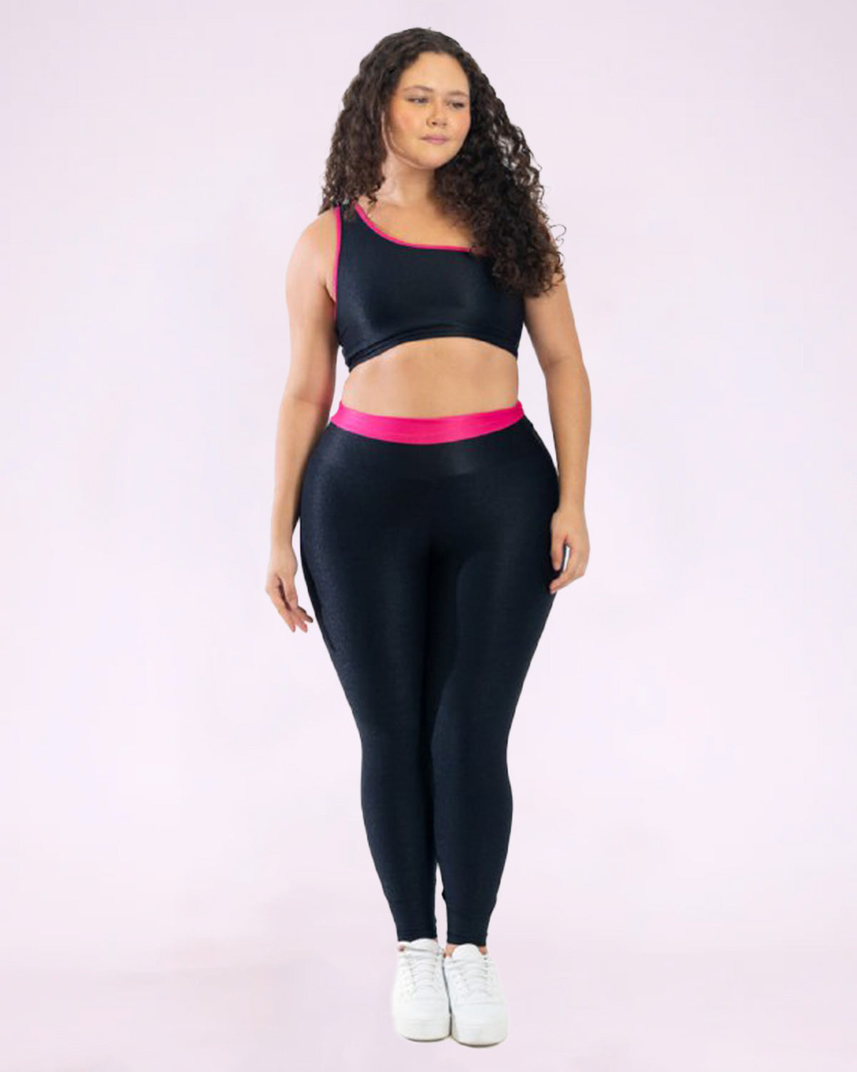 Conjunto Legging Curve Plus Size Bicolor + Top Ombro Só (Todas cores)