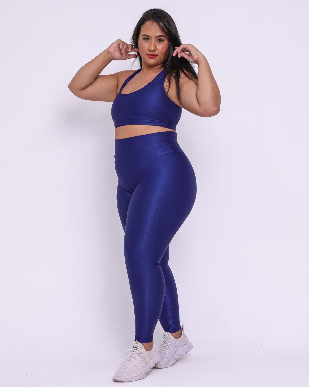 Conjunto Legging Curve Plus Size Azul Marinho + Top Nadador