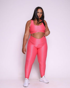 Conjunto Legging Curve Plus Size Rosa Pink + Top Nadador