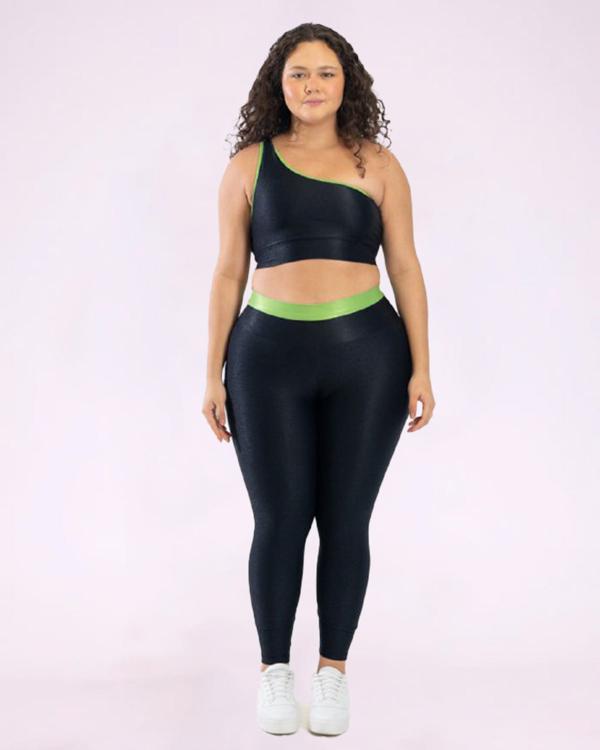 Conjunto Legging Curve Plus Size Bicolor + Top Ombro Só (Todas cores)