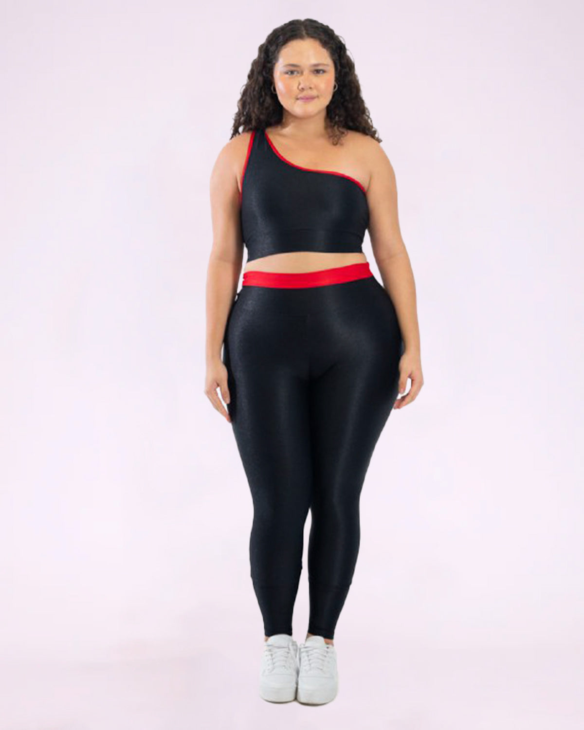 Conjunto Legging Curve Plus Size Bicolor + Top Ombro Só (Todas cores)