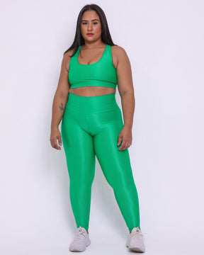 Conjunto Legging Curve Plus Size Verde Bandeira + Top Nadador