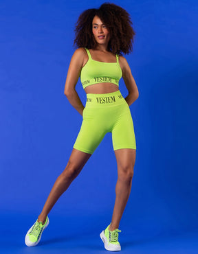 Conjunto Fitness Berbere Verde Neon Top + Calça ou Shorts