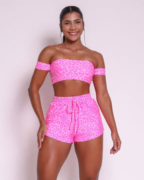 Conjunto Fitness Onça Barbie Rosa