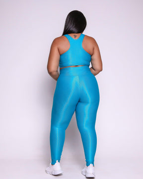 Conjunto Legging Curve Plus Size Azul Jade + Top Nadador