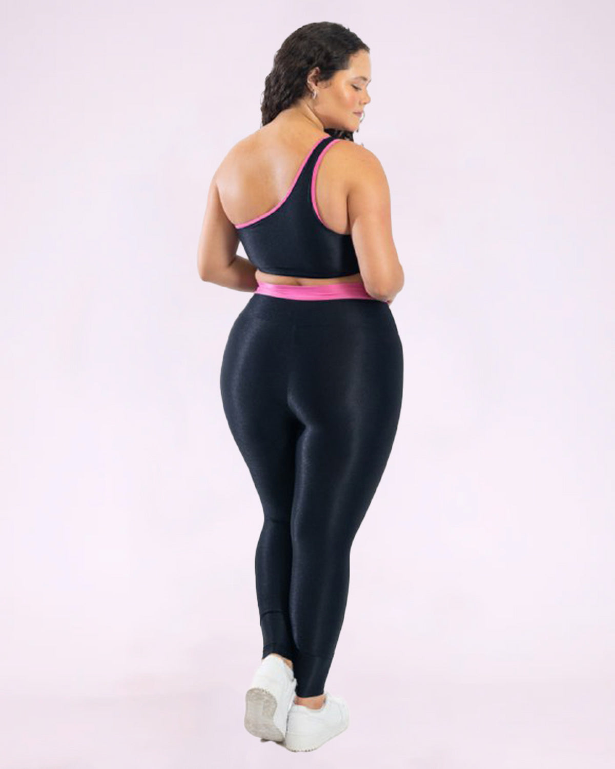 Conjunto Legging Curve Plus Size Bicolor + Top Ombro Só (Todas cores)