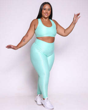 Conjunto Legging Curve Plus Size Verde Menta + Top Nadador