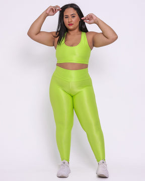 Conjunto Legging Curve Plus Size Verde Citrus + Top Nadador