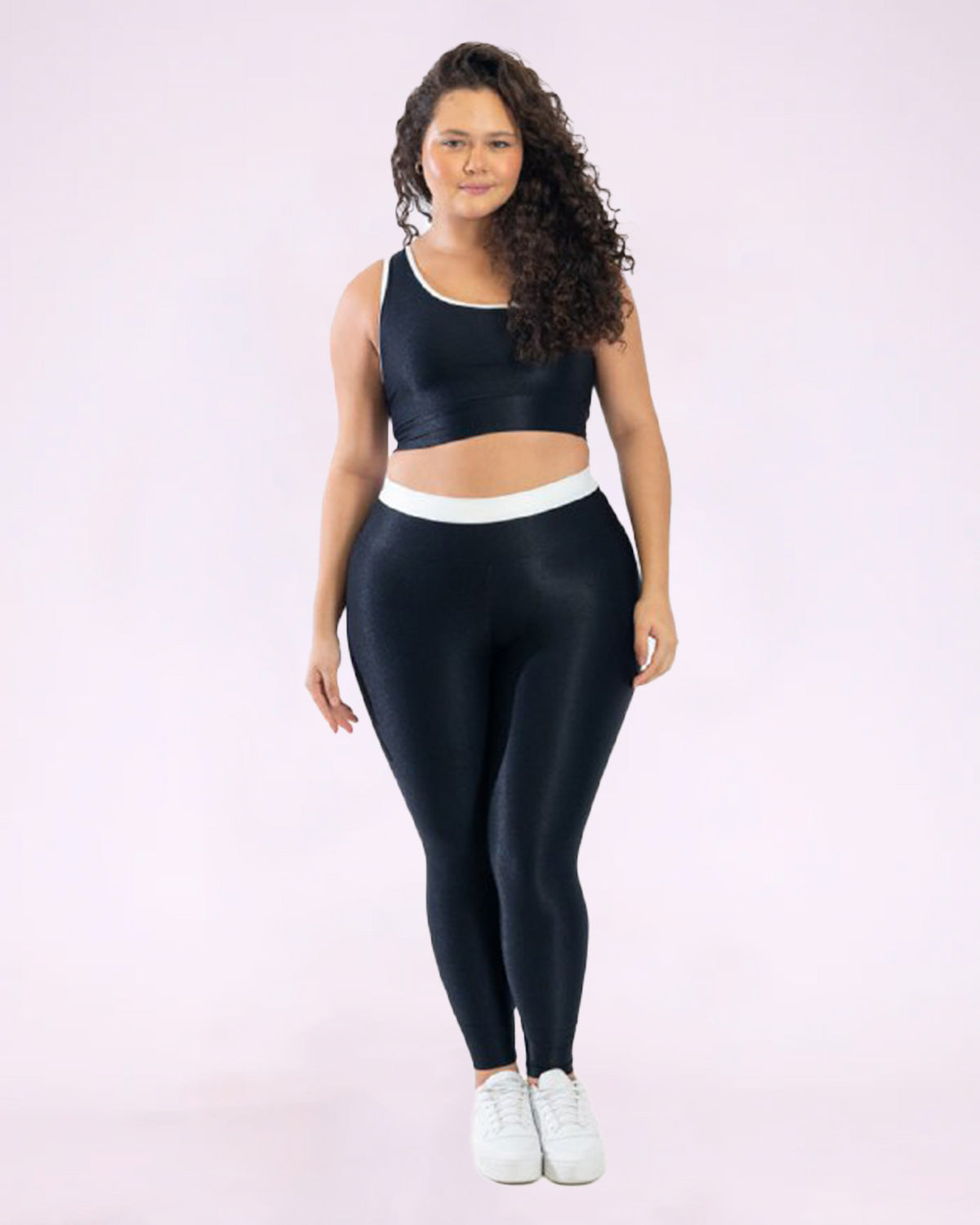 Conjunto Legging Curve Plus Size Bicolor + Top Ombro Só (Todas cores)