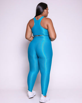 Conjunto Legging Curve Plus Size Azul Jade + Top Nadador