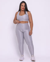 Conjunto Legging Curve Plus Size Prata + Top Nadador