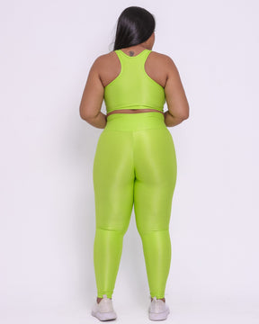 Conjunto Legging Curve Plus Size Verde Citrus + Top Nadador