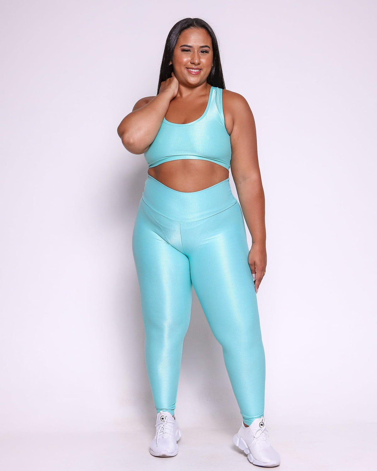 Conjunto Legging Curve Plus Size Verde Candy + Top Nadador